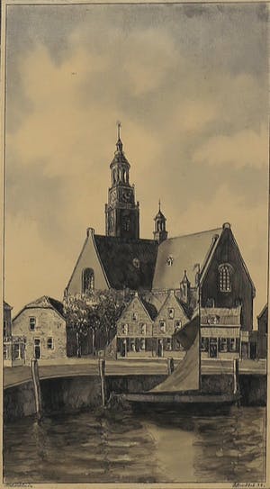 Bob Brobbel - Pentekening, Maasluis - Ingelijst kopen? Bied vanaf 20!