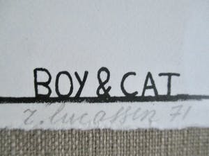 Reinier Lucassen - Litho "Boy and Cat" kopen? Bied vanaf 100!