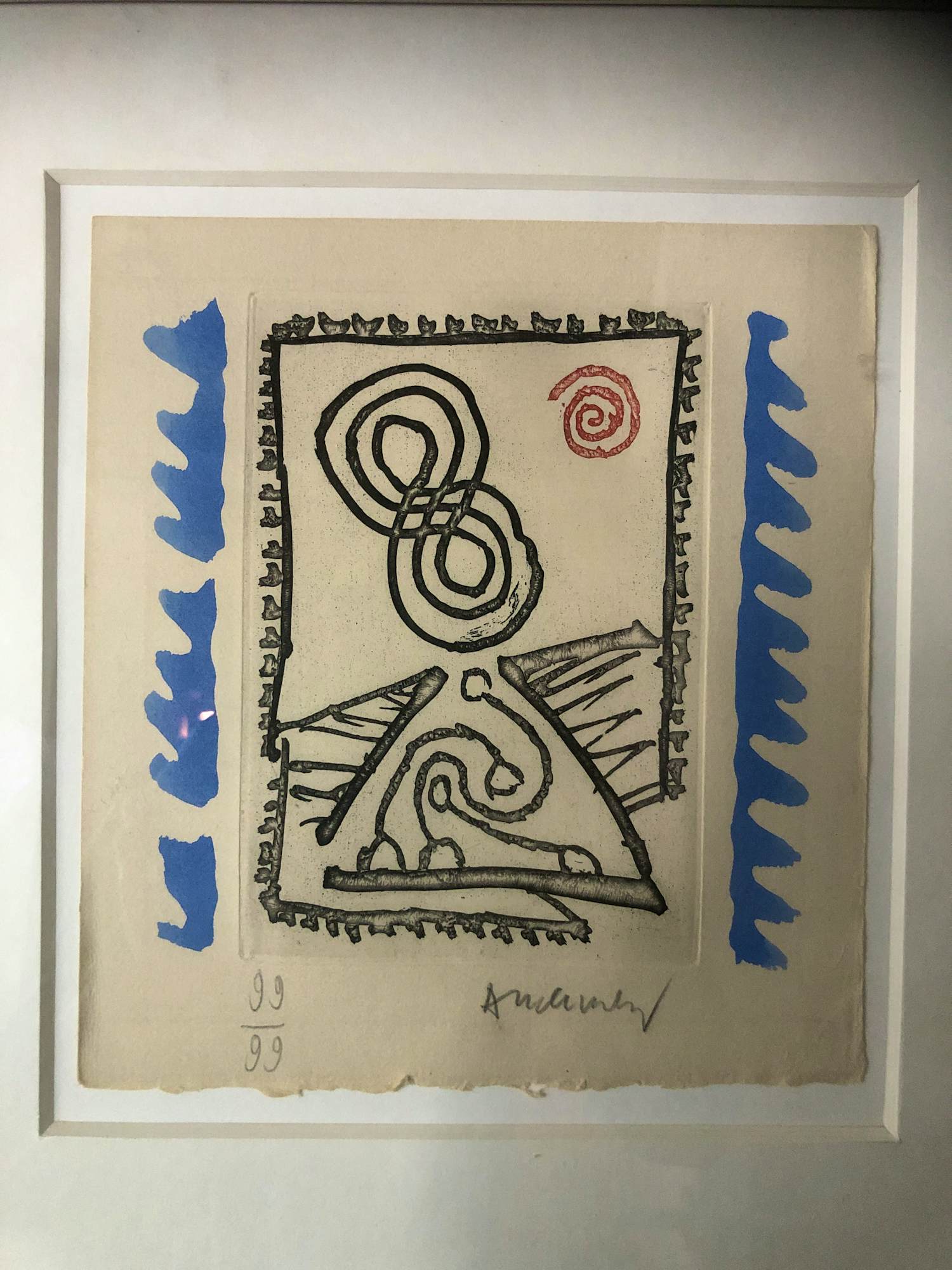 Pierre Alechinsky - Unieke ets verkocht voor € 750!