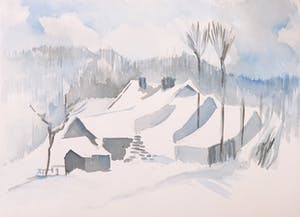 Joe Wols - Lot van 3 aquarellen op papier, Landschappen kopen? Bied vanaf 1!