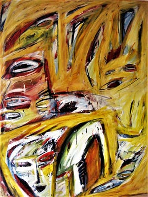 Niet of onleesbaar gesigneerd - Heftig neo Expressionistisch "nieuwe Wilden" schilderij. - GROOT!! kopen? Bied vanaf 1!