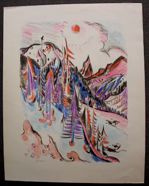 Jan Wiegers - Kleurenlitho: Berglandschap Ticino kopen? Bied vanaf 125!