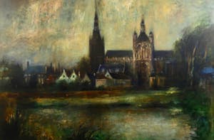 Harrie van Rosmalen - Olieverf op paneel, Sint-Jan in Den Bosch - Ingelijst (Zeer groot) kopen? Bied vanaf 1!