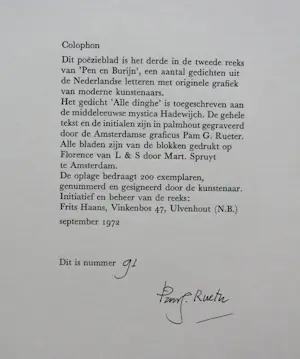Pam Georg Rueter - Gedicht: Alle Dinghe (Hadewijch) kopen? Bied vanaf 49!