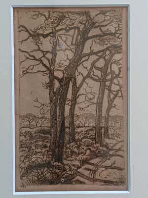Willem Jansen - Landschap met bomen. verkocht voor € 45!