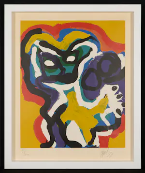 Karel Appel - Yellow Head - Expressieve Zeefdruk - mooi ingelijst kopen? Bied vanaf 1890!