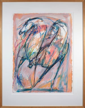 Frits van Eeden - Gemengde techniek op papier, Horses - Ingelijst (Groot) kopen? Bied vanaf 100!