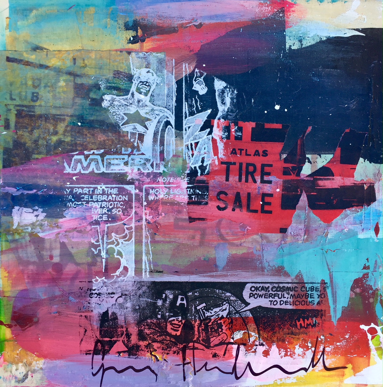 George Heidweiller - acrylverf en gemengde techniek op hout - zonder titel - grsigneerd. verkocht voor € 140!