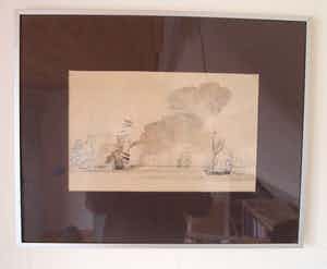 Niet of onleesbaar gesigneerd - Print van klassieke aquarel van een zeeslag verkocht voor € 1!