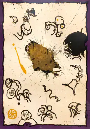 Pierre Alechinsky - Première primaire, litho (mooi ingelijst, groot) verkocht voor € 850!