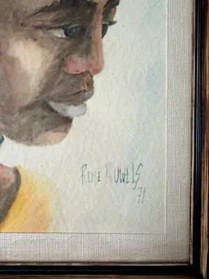 René Pauwels - Portretstudie – Originele aquarel – 1971 kaufen? Bieten Sie von 20!