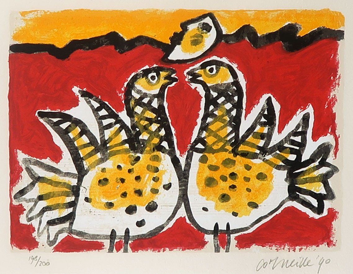 Corneille - Zeefdruk, L'oiseaux et la lune - Ingelijst kopen? Bied vanaf 1!