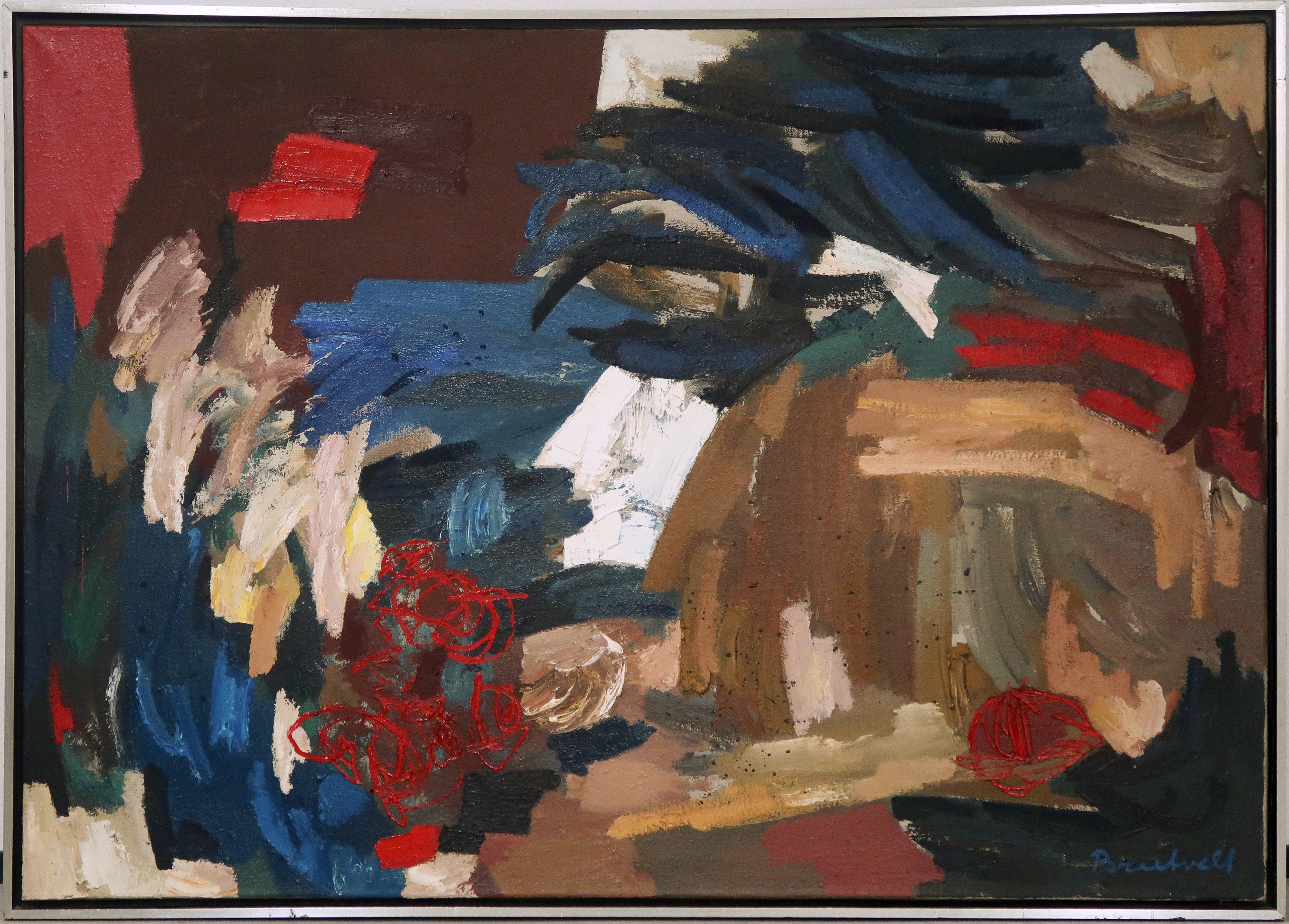 Dolf Breetvelt - Olieverf op doek, Abstracte compositie - Ingelijst (Zeer groot) kopen? Bied vanaf 1000!
