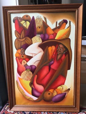 Niet of onleesbaar gesigneerd - C4125-11 - Mensen omringd door fruit kopen? Bied vanaf 10!