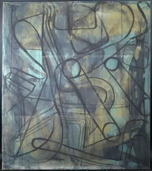 Jean Pierre Zoetbrood - Gemengde techniek op doek, Compositie met zwarte lijnen kopen? Bied vanaf 1!