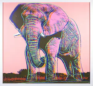 AcheterAndy Warhol - Zeefdruk, African Elephant uit de serie Endangered Species - Ingelijst? Enchérissez de 2500!