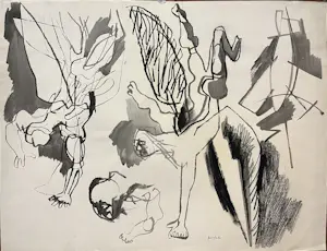 Buy Perdok - tekening, gemengde techniek? Bid from 45!