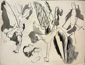 Buy Perdok - tekening, gemengde techniek? Bid from 45!