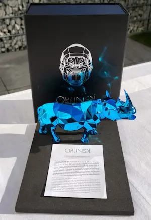 Richard Orlinski - RHINO SPIRIT (AZUR BLUE EDITION) - Skulptur kopen? Bied vanaf 250!