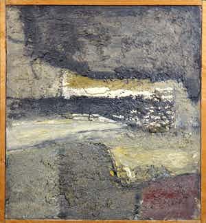 Johannes Veneman - Olieverf en zand op doek, Schelp - Ingelijst verkocht voor € 1!