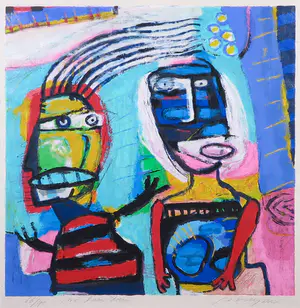 Henk Vierveijzer - Zeefdruk, Me haar doen - Ingelijst kopen? Bied vanaf 50!