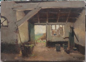 Arie Zwart - Olieverf op doek, Pompstraatje te Diever kopen? Bied vanaf 200!