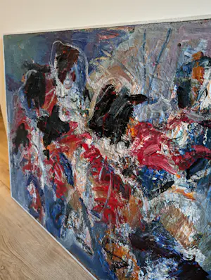 Doug Mellis - Kleurrijk ingelijst schilderij "Birds" (groot!) kopen? Bied vanaf 120!