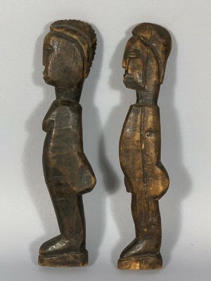 Dogon - 190822 - Very Old Tribal used African couple EWE statues - Togo kopen? Bied vanaf 35!