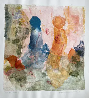 Paddy Summerfield - 'Twee met bloemen' - gemengde techniek - uniek kleurrijk werk kopen? Bied vanaf 95!