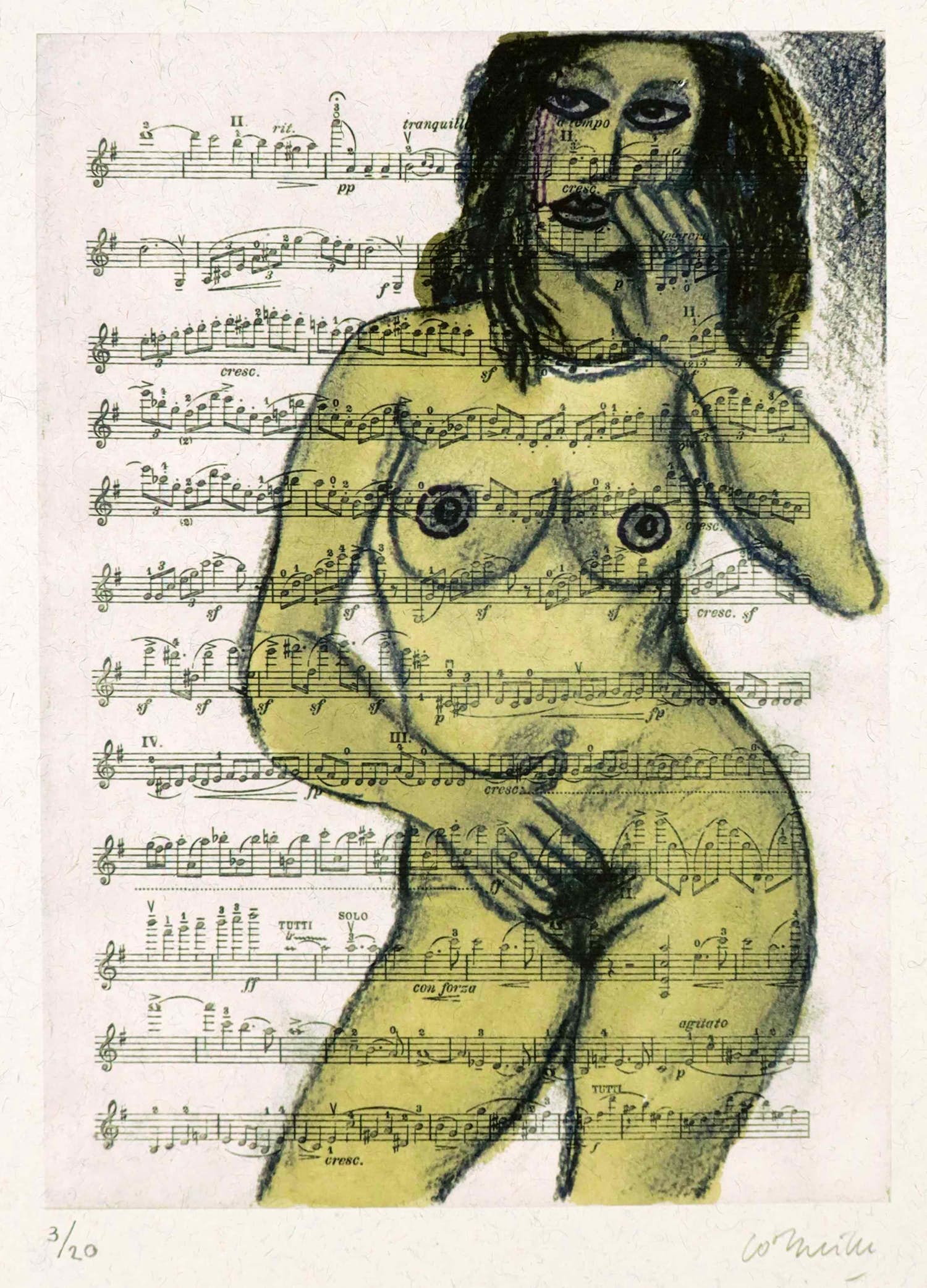 Corneille - Zeefdruk, "Naakt op muziekpapier" kopen? Bied vanaf 1!
