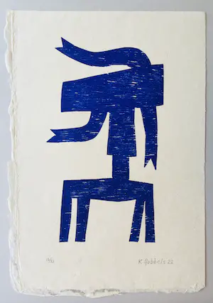 Klaas Gubbels - houtdruk 'Zijwaarts ’ - 2022 kopen? Bied vanaf 385!