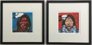 Espen Hagen - Indiaan 1 & Indiaan 2 | kleuren zeefdrukken - ingelijst kopen? Bied vanaf 59!