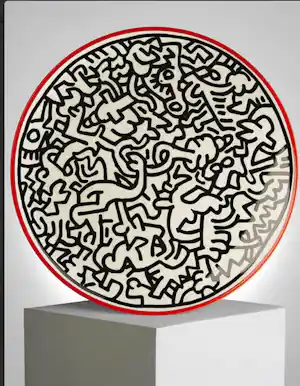 Keith Haring - Handgeschilderd porseleinen verzamelbord (Limited Edition) vendu pour 150€ !
