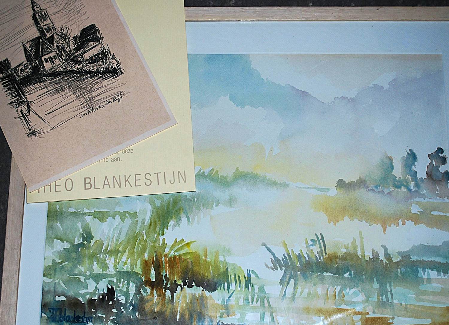 Theo Blankestijn - 3x --> aquarel Wormerland /tekening de Rijp/litho kopen? Bied vanaf 75!