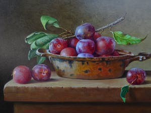 Hans Habraken - Mooi stilleven pruimen op een schaal. kopen? Bied vanaf 495!