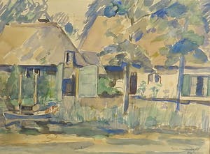 Elie Neuburger - Aquarel, Boerenerf aan het water - Ingelijst kopen? Bied vanaf 80!