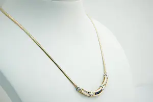 21- Fraai 14krt bicolor goud en ca. 0.30ct diamanten halssieraad kopen? Bied vanaf 630!