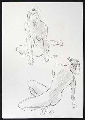 Jan Sluijters (jr.) - Potloodtekening, Twee steunende figuren kopen? Bied vanaf 1!