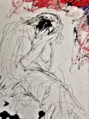 Jacques Pecnard - Fraaie expressionistische gemengde techniek ""La folie de la guerre" gesigneerd kopen? Bied vanaf 1!