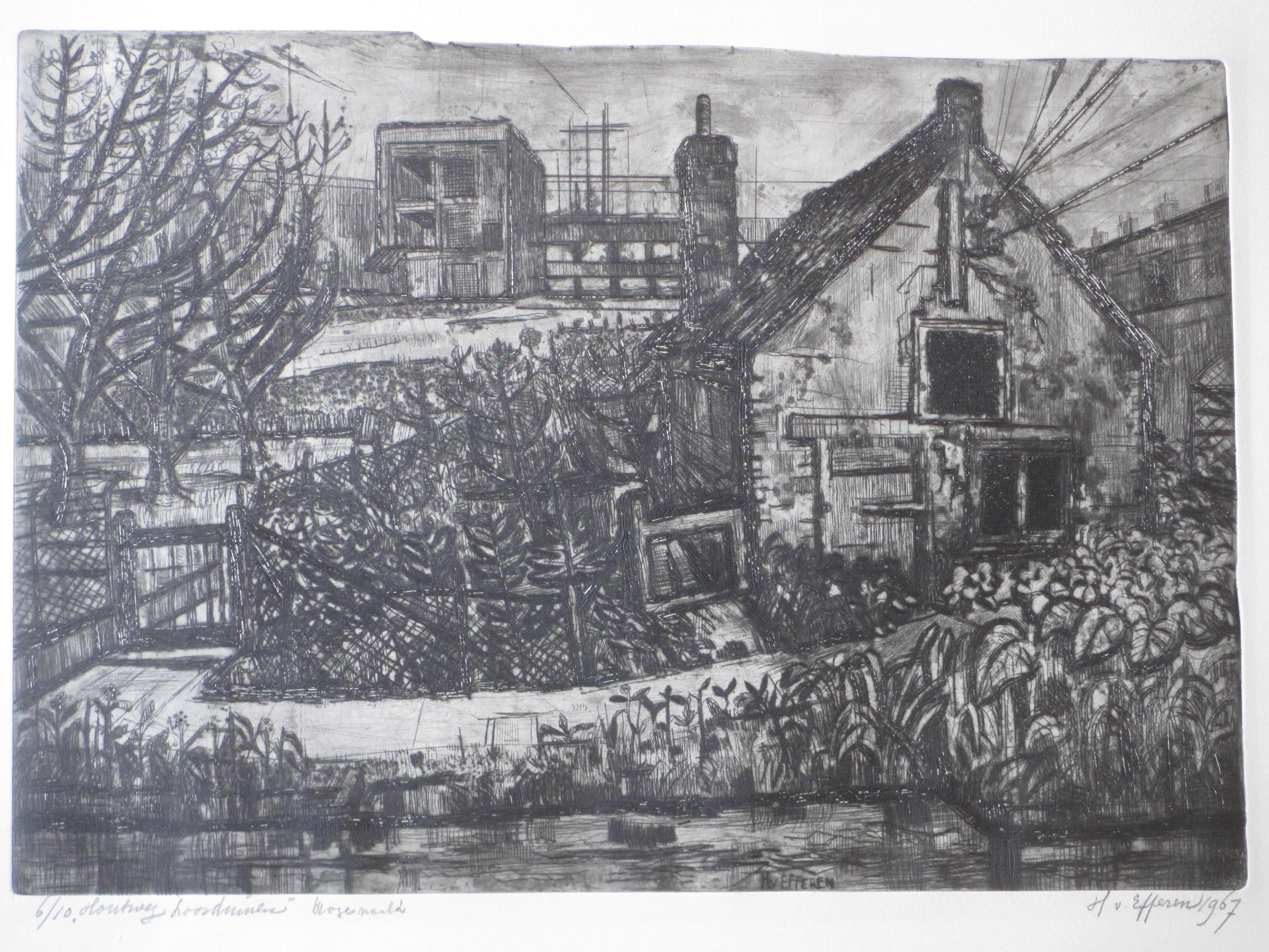 Hans van Efferen - Houtweg Loosduinen - Droge naald ets verkocht voor € 45!