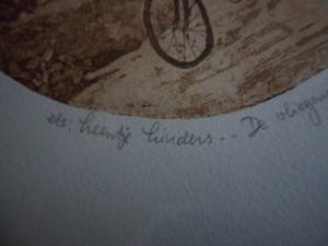 Leentje Linders - Ets. Titel, "De Vliegende Fiets". kopen? Bied vanaf 20!