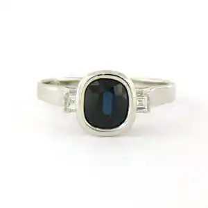 18k wit gouden ring met saffier en square cut geslepen diamant tot. 0.15ct kopen? Bied vanaf 435!