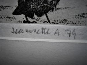 Niet of onleesbaar gesigneerd - Grafisch meesterwerkje - droge naald ETS "Musjes" gesigneerd en gedateerd kopen? Bied vanaf 1!