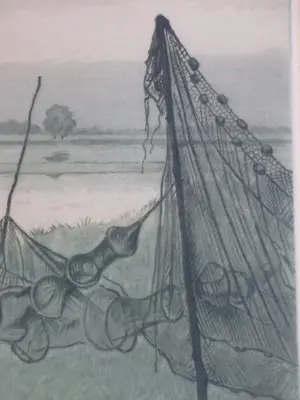 Harmen Eikema - Visfuiken aan de oever - Kleurets kopen? Bied vanaf 35!