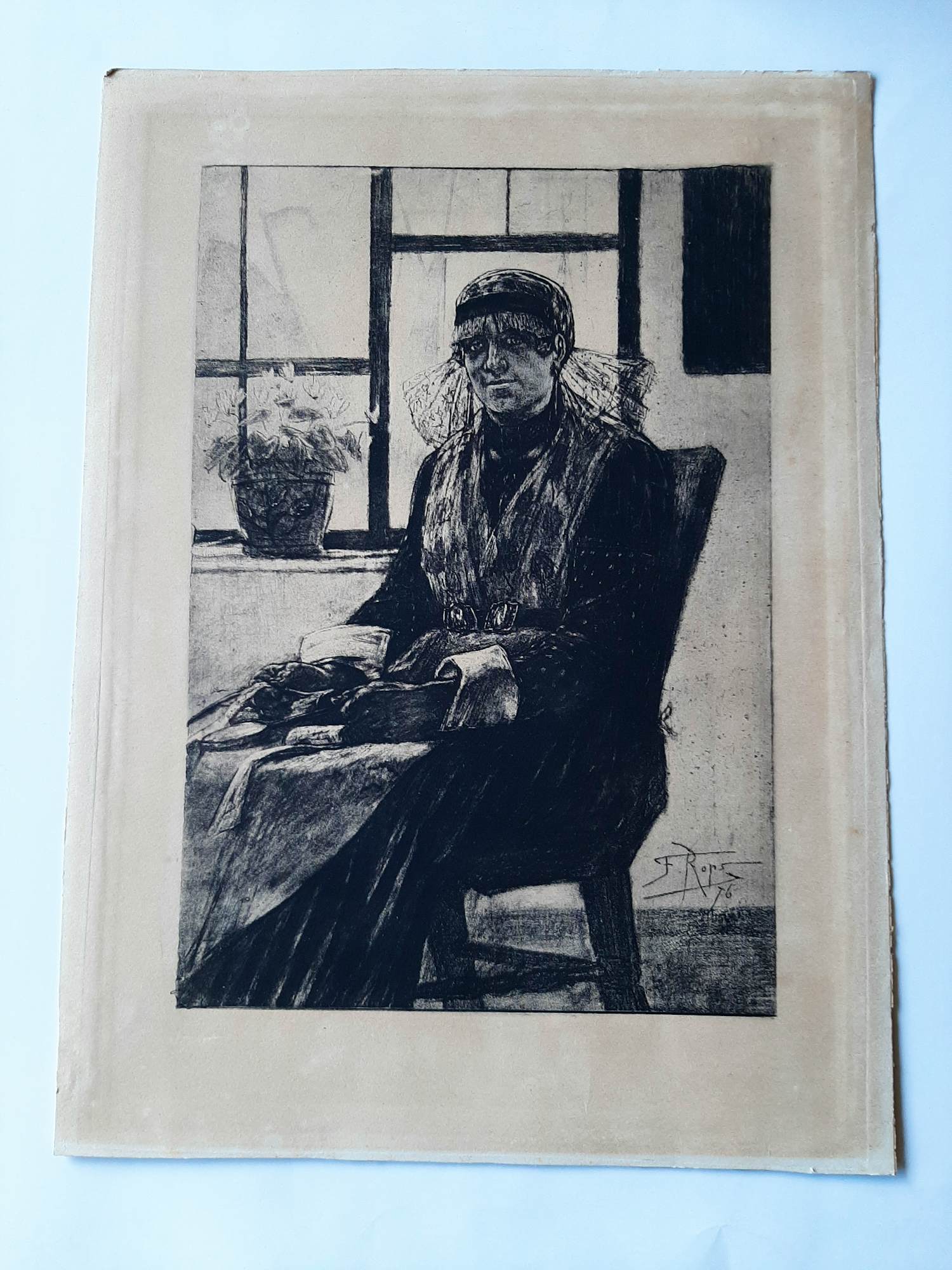 Felicien Rops - Ets, Vrouw in de stoel uit 1876 kopen? Bied vanaf 30!