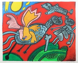 Corneille - Zeefdruk, L’ange descendu des Astres - Ingelijst kopen? Bied vanaf 200!