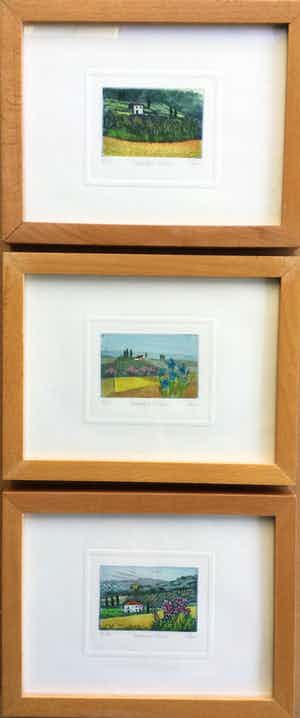 Giorgio Ferrari - Campagne Toscane | Lot van 3 ingekleurde etsen verkocht voor € 50!