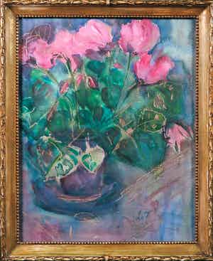 Henri Victor Le Fauconnier - Aquarel op papier, Cyclaam - Ingelijst verkocht voor € 250!