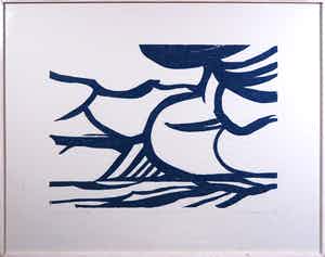 Paul Overhaus - Houtsnede, Zeegezicht - Ingelijst verkocht voor € 1!