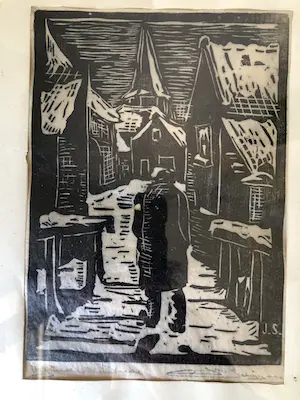 Jan Swijser - Man in Stad - Houtsnede, Ingelijst kopen? Bied vanaf 30!